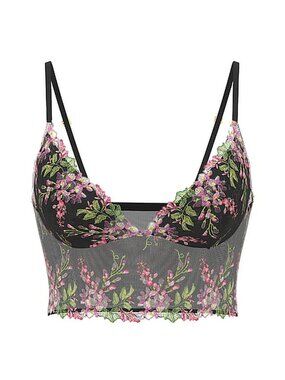New! Victoria's Secret Black Wisteria Embroidery Triangle Bra Top S 34564